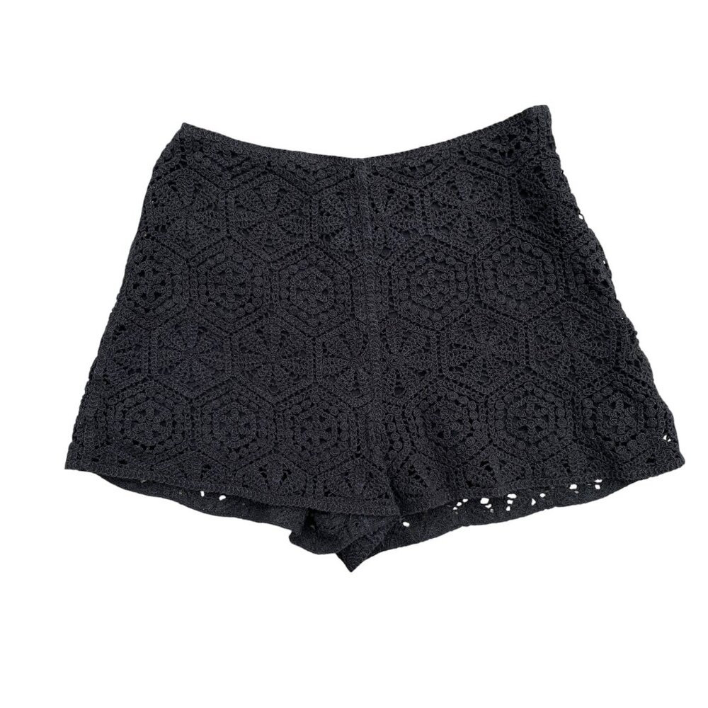 H&M Crochet Floral Lace Lined Shorts Sz S Boho Dark Cottagecore Fairy Festival